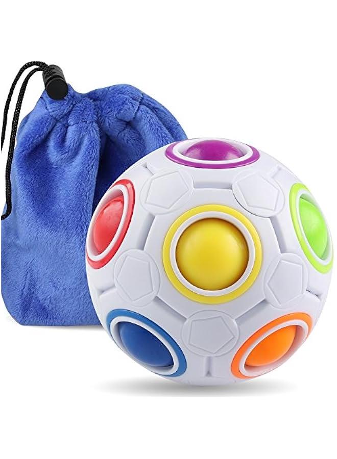 Rainbow Puzzle Ball with Pouch Color-Matching Puzzle Game Toy Stress Reliever Magic Ball Brain Teaser for Kids and Adults, Children, Boy, Girl Holiday - Image 1